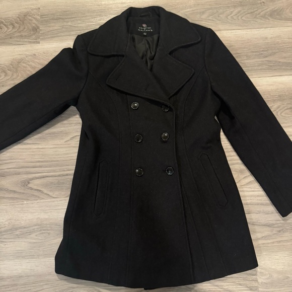 GC Collection by Gallery Large Black Double Breasted Wool Blend Peacoat - Picture 3 of 6